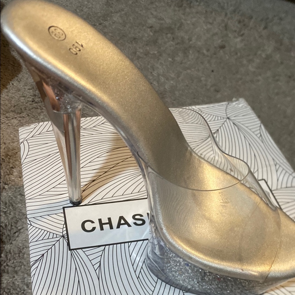 Chase + Chloe Metallic Silver Heels